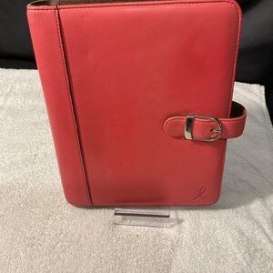 Day timer leather w/snap closure in pink for breast cancer annual w/card pen id